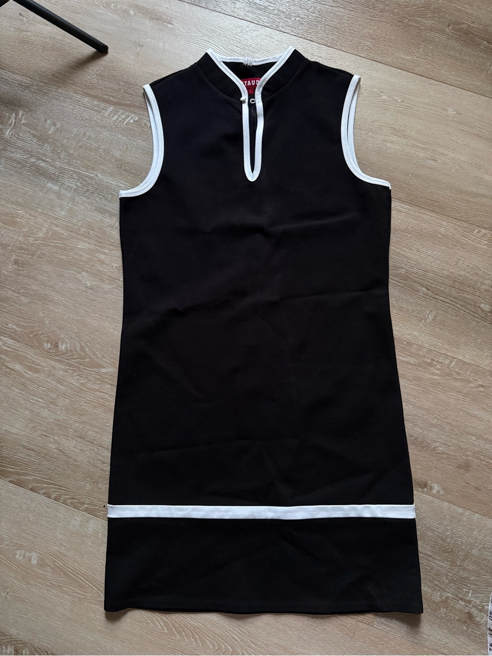 Staud women’s sleeveless contrast mini dress black size large